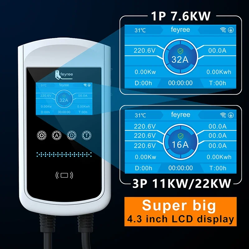 Cargador Feyree Tipo 2 para Ve - Ev Charger Type 2 22Kw 32A 3 Phase reseña y precio